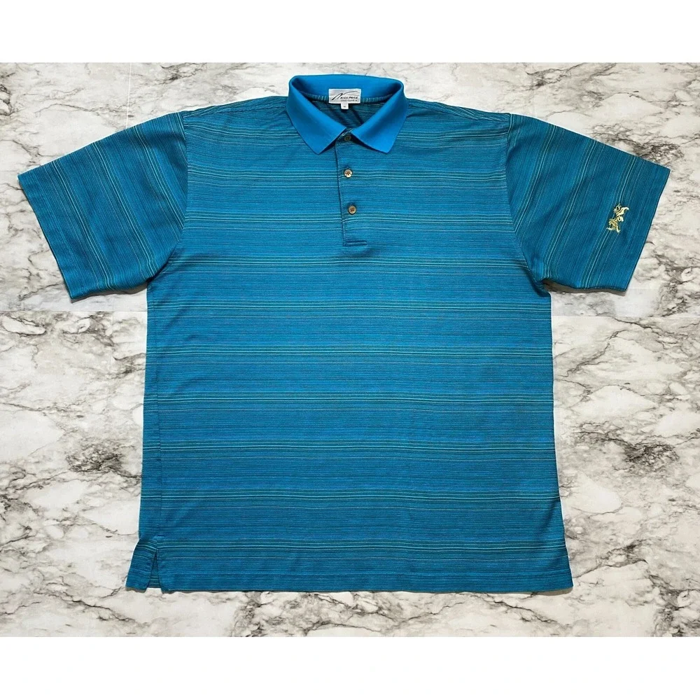 Nick Price Cool Luxe Golf Polo Mens Shirt Size M Multicolor Striped Short Sleeve